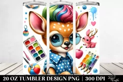 Vibrant Cute Baby Deer Playing 20 Oz Tumbler Product Image 2