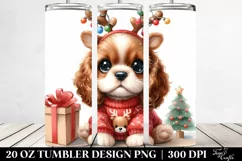 Cute Baby Cocker Spaniel with Christmas Antlers, PNG Product Image 2