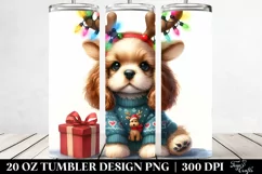 Cute Baby Cocker Spaniel with Christmas Antlers, PNG Product Image 2