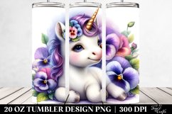 Sweet Baby Unicorn with Pansy | 20 oz Tumbler Product Image 2