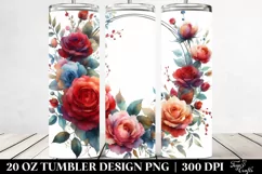 Colorful Floral Frame, Red Roses | 20 oz Tumbler Product Image 2