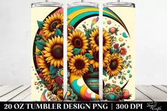 Colorful Half Moon with Sunflowers | 20 oz Tumbler Product Image 2