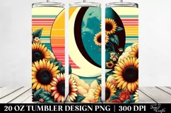 Colorful Half Moon with Sunflowers | 20 oz Tumbler Product Image 2