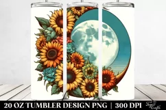 Colorfull Half Moon Sunflowers Retro Tumbler | 20 oz Tumbler Product Image 2