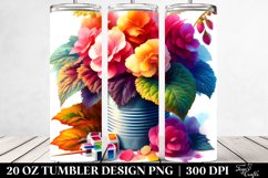 20 Oz Tumbler Sublimation | Colorful Watercolor Can Begonia Product Image 2