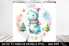 Cute Pastel Dinosaur Christmas Clipart, High-Res 20 Oz Product Image 2
