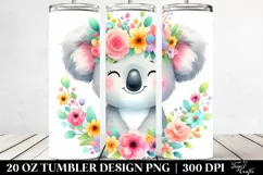 Cute Koala with Flower Crown Watercolor 20 Oz Tumbler Product Image 2