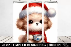 Expressive Baby Bichpoo with Santa Hat, PNG Product Image 2