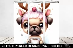 Expressive Baby Pug with Christmas Accessories, PNG Product Image 2