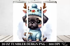 Expressive Baby Pug with Christmas Accessories, PNG Product Image 2