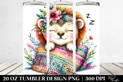 20 Oz Tumbler Sublimation | Boho Baby Lion Watercolor Product Image 2