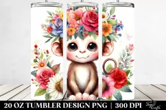 Cartoon-Style Watercolor Monkey | 20 oz Tumbler Product Image 2