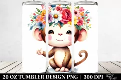 Cartoon-Style Watercolor Monkey | 20 oz Tumbler Product Image 2