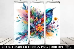 Abstract Vibrant Bird Plant Leaves Tumbler Design Product Image 2