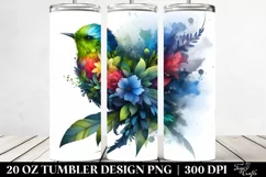 Abstract Vibrant Bird Plant Leaves Tumbler Design Product Image 2