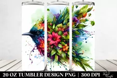 Abstract Vibrant Bird Plant Leaves Tumbler Design Product Image 2