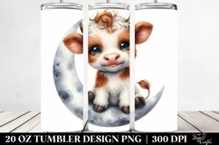 20 Oz Tumbler Sublimation | Smiling Highland Cow Moon Design Product Image 2