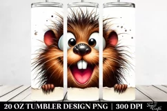 Crazy Groundhog on White Paper | 20 Oz Tumbler Product Image 2