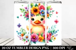Cartoon-Style Vibrant Duck Flower Crown | 20 oz Tumbler Product Image 2