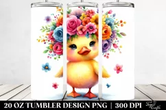 Cartoon-Style Vibrant Duck Flower Crown | 20 oz Tumbler Product Image 2
