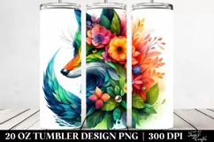 Abstract Vibrant Fox Flowers Tumbler Design Product Image 2