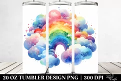 Watercolor Rainbow Clouds | 20 Oz Tumbler Product Image 2