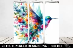Abstract Vibrant Hummingbird Flowers Tumbler Design Product Image 2