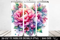 Diamond Peonies Heart Watercolor Tumbler Product Image 2