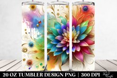 20 Oz Tumbler Sublimation | Colorful Chrysanthemum Design Product Image 2
