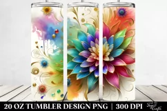 20 Oz Tumbler Sublimation | Colorful Chrysanthemum Design Product Image 2
