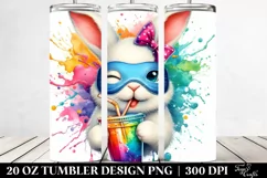 Bunny Colorful Drink Artistic Style | 20 oz Tumbler Product Image 2