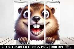 Crazy Groundhog on White Paper | 20 Oz Tumbler Product Image 2