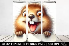 Crazy Groundhog on White Paper | 20 Oz Tumbler Product Image 2