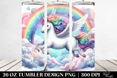 Colorful Unicorn on Rainbow | 20 Oz Tumbler Product Image 2