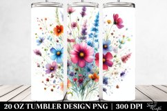Centered Wild Flowers in Watercolor | 20 Oz Tumbler Product Image 2