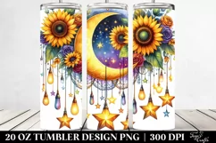 Vibrant Drawing Half Moon Handing Stars Watercolor Tumbler | Product Image 2
