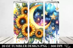Vibrant Drawing Half Moon Handing Stars Watercolor Tumbler | Product Image 2