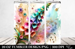 20 Oz Tumbler Sublimation | Colorful Foxglove Design Product Image 2
