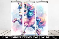 Pastel Unicorn Quickstep Outfit Watercolor Tumbler Design Product Image 2