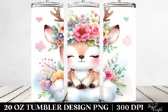 Cute Deer with Flower Crown, Transparent 20 Oz Tumbler Product Image 2