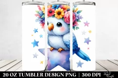 Cute Parrot with Flower Crown, Transparent 20 Oz Tumbler Product Image 2