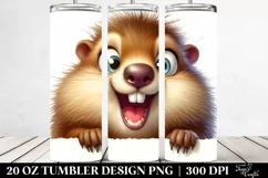 Crazy Groundhog on White Paper | 20 Oz Tumbler Product Image 2