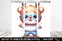 Enthusiastic Baby Bear with Reindeer Horns PNG Product Image 2