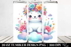 Cute Seal with Flower Crown, Transparent 20 Oz Tumbler Product Image 2