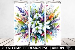 20 Oz Tumbler Sublimation | Colorful Snowdrop Watercolor Product Image 2
