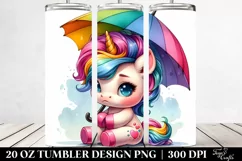 Cute Unicorn with Umbrella | 20 oz Tumbler Product Image 2