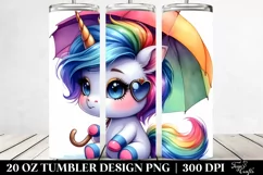 Cute Unicorn with Umbrella | 20 oz Tumbler Product Image 2