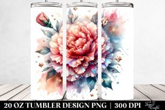 20 Oz Tumbler Sublimation | Glossy Diamond Carnation Design Product Image 1
