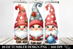 Watercolor Cute Christmas Gnomes, Transparent 20 Oz Tumbler Product Image 2