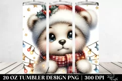 Cute Baby Bear with Christmas Lights, Transparent 20 Oz Product Image 2